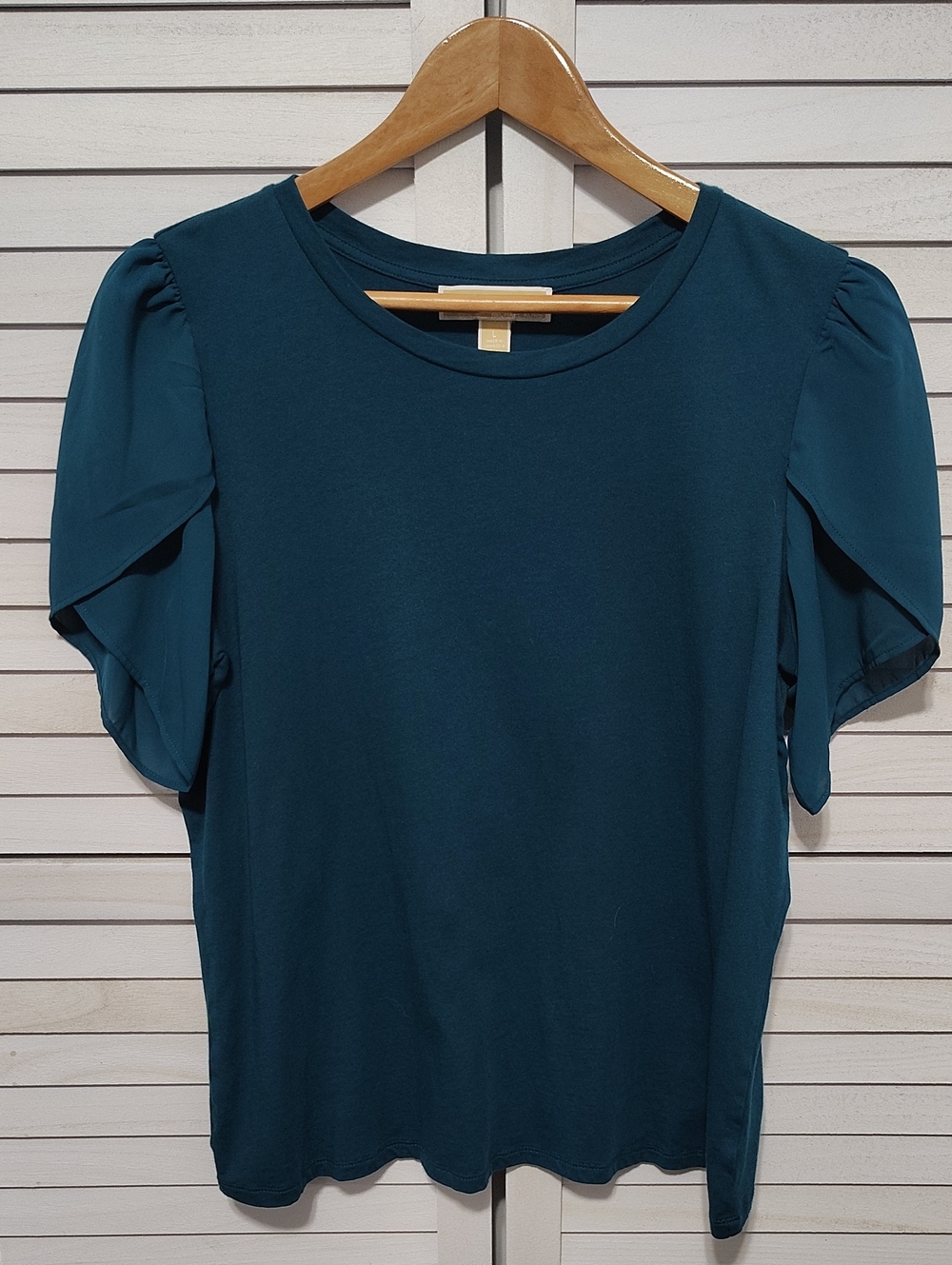Michael Kors Teal Puff Chiffon Sleeve
